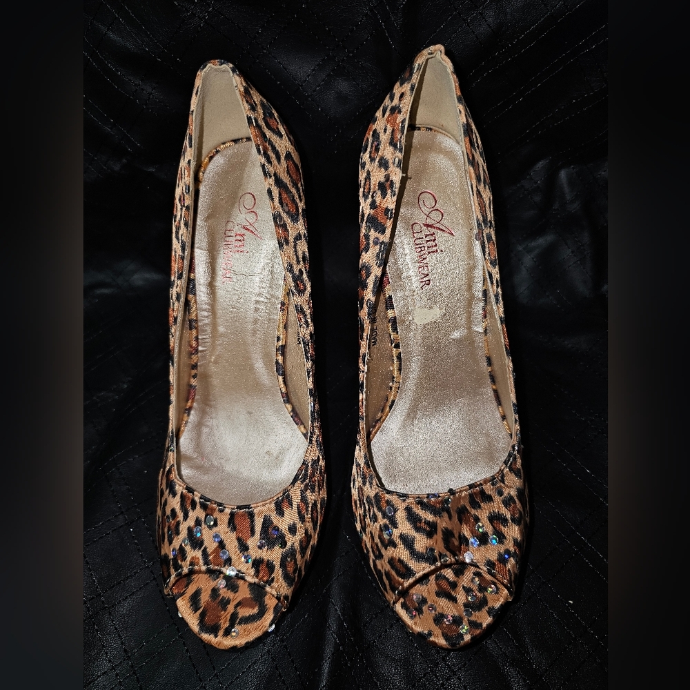 Leopard Print 5" Peep-toe Heels